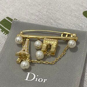 Dior Pearl &  Paris Landmark Brooch